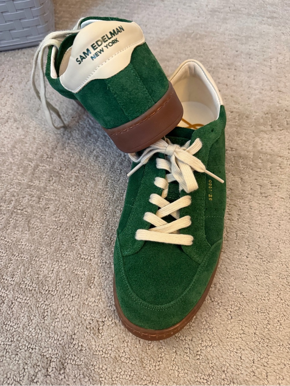 Sam Edelman Women’s Green Suede Sneakers with Brown Sole